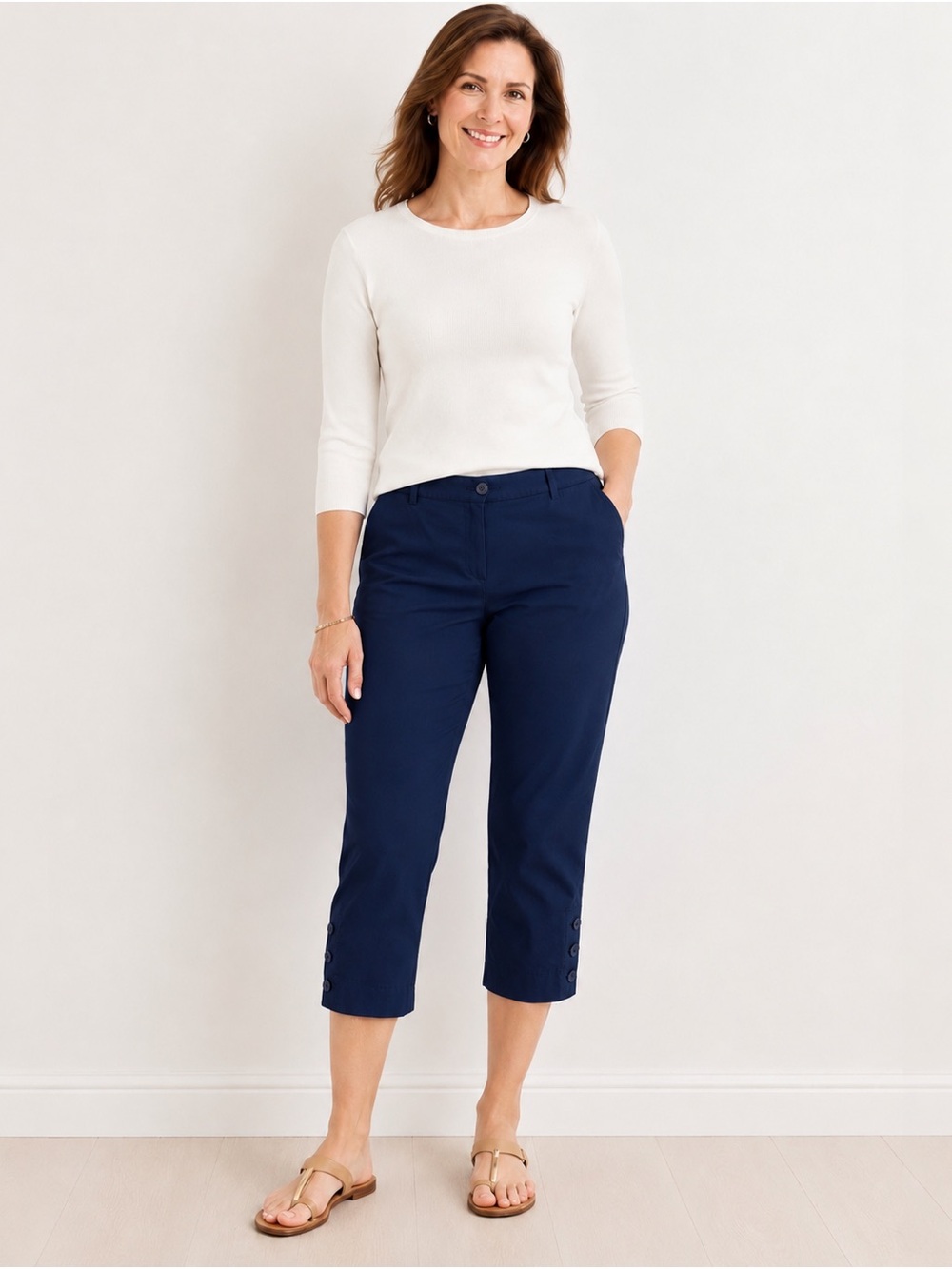Talbots perfect crop pants size 12 Navy Blue